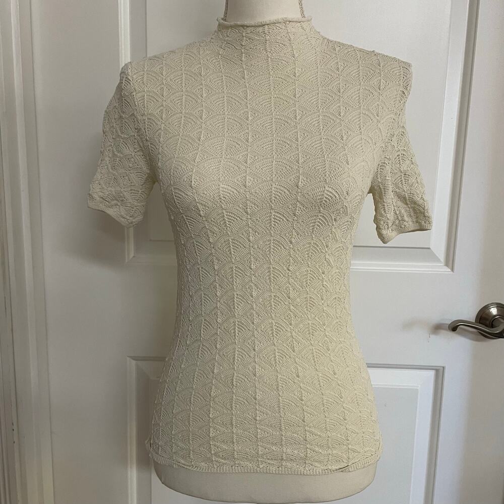 L'Academie By Marianna Karia Turtleneck Short Sleeve Knit Top Womens Small